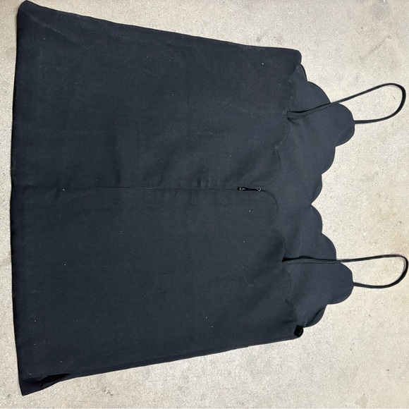 Black Spaghetti Strap Tank with Scalloped Neck and Back - Picture 2 of 3